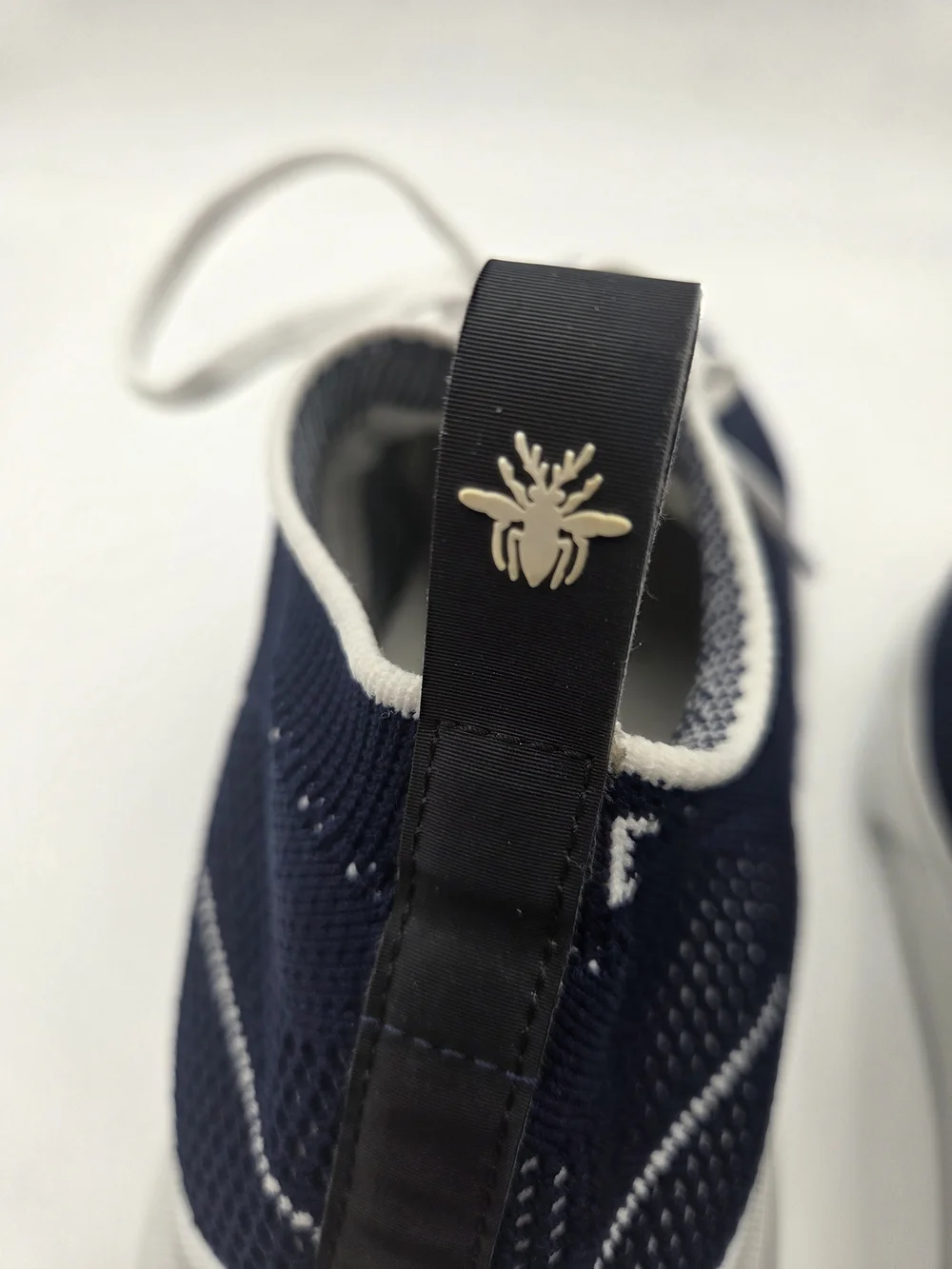 Dior Navy Blue and White Knit Slip-On Sneaker Size 40